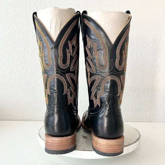 Rod Patrick Mens Cowboy Boots 8.5EE Black Leather Cowboy Square Toe Western EUC - Picture 4 of 14